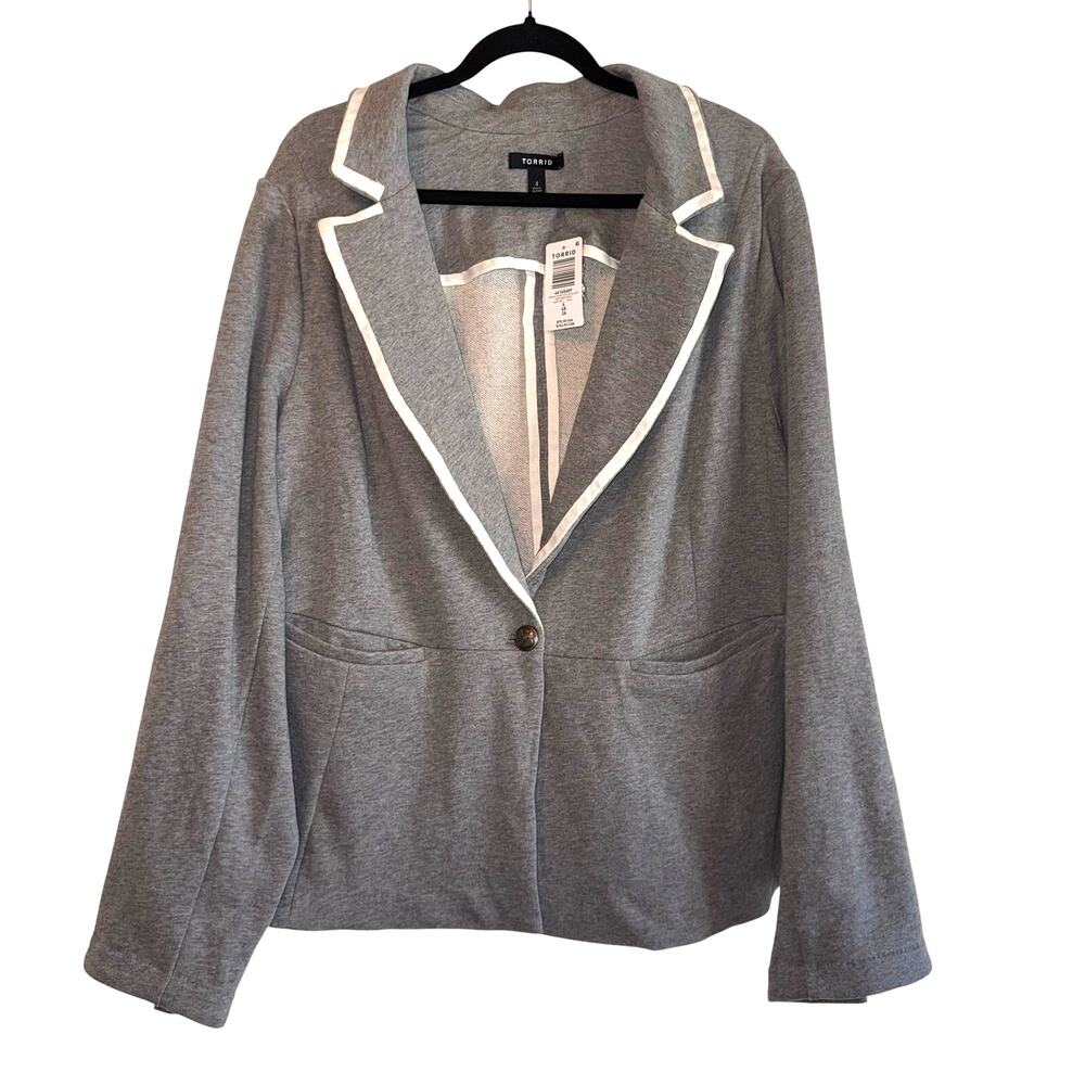 Torrid Women's French Terry Gray Formal Blazer 100% Cotton NWT Sz 4X